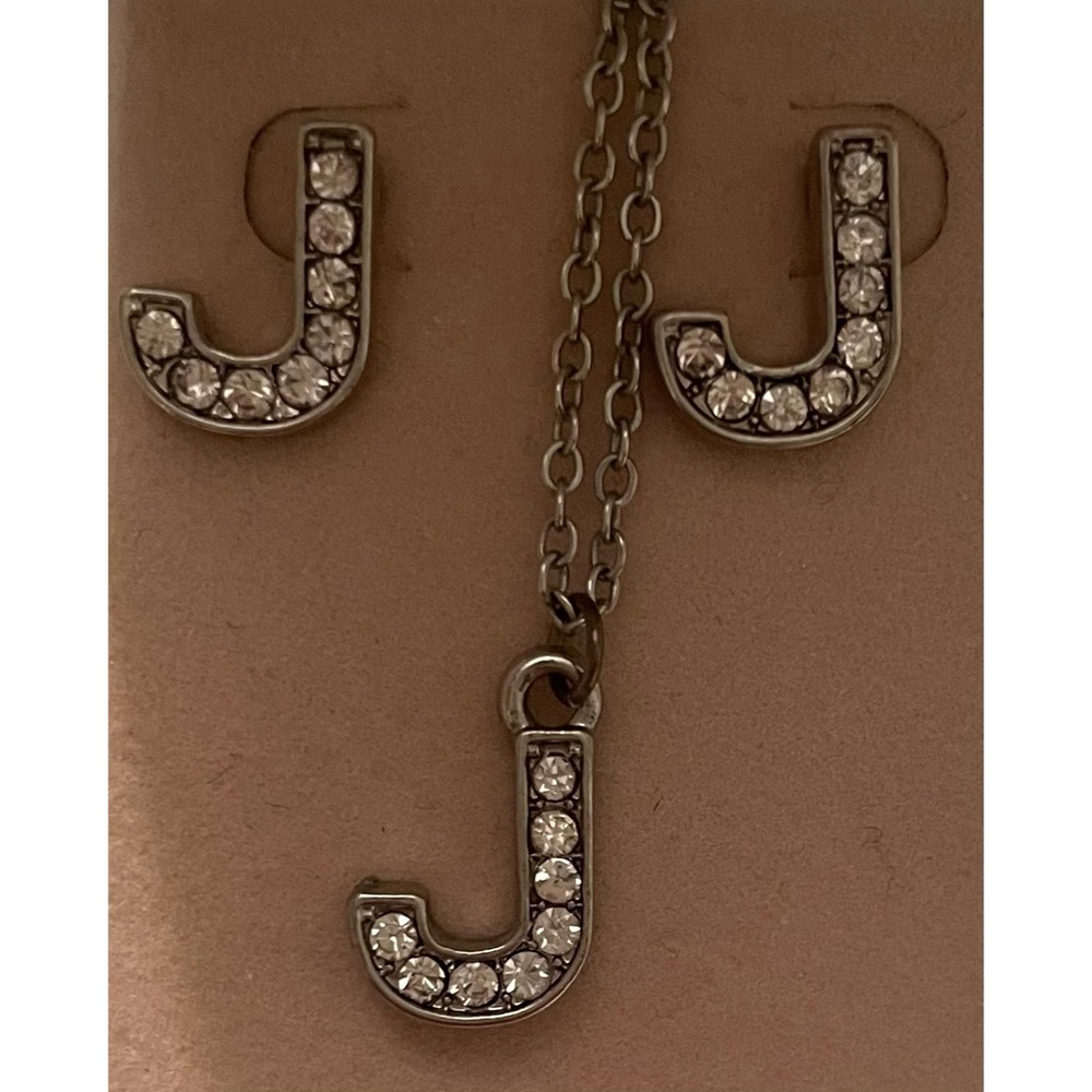 'J' Necklace and Earrings Set